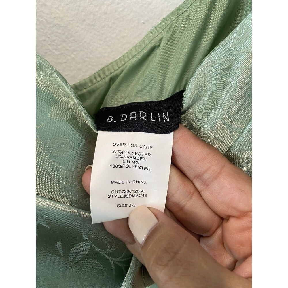 B Darlin Green Sweetheart Neck Jacquard Floral Gown Midi Dress Sz 3/4 Fairy Core - Picture 6 of 10